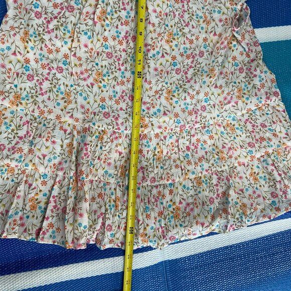 Counterparts X-Large Women's Pink/Orange/Blue Floral Short Flutter Sleeve - Picture 3 of 5